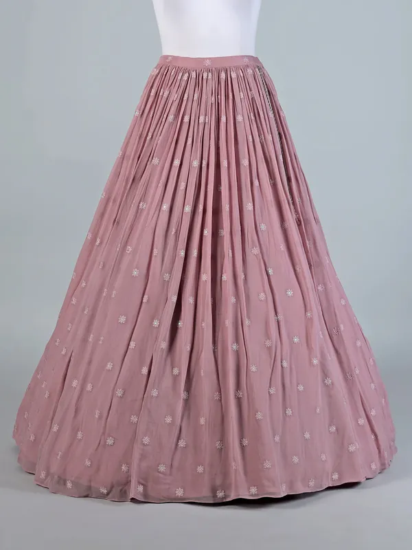 Pink georgette lehenga with radiant embellishments