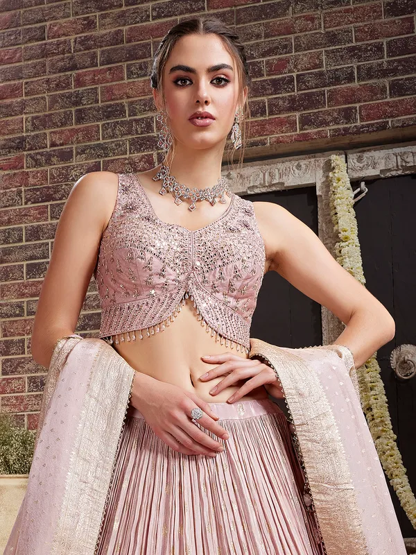 Pink georgette pink lehenga choli