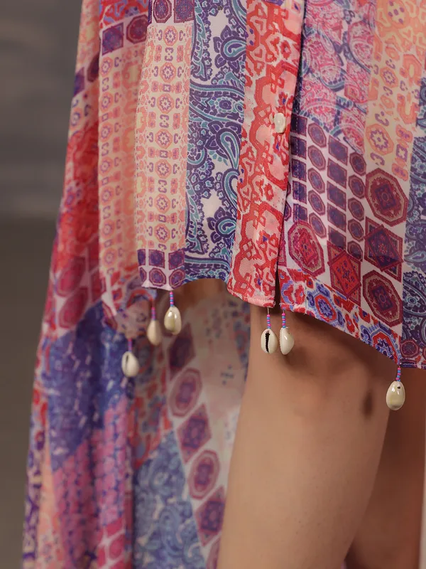 Pink georgette printed kurti for women