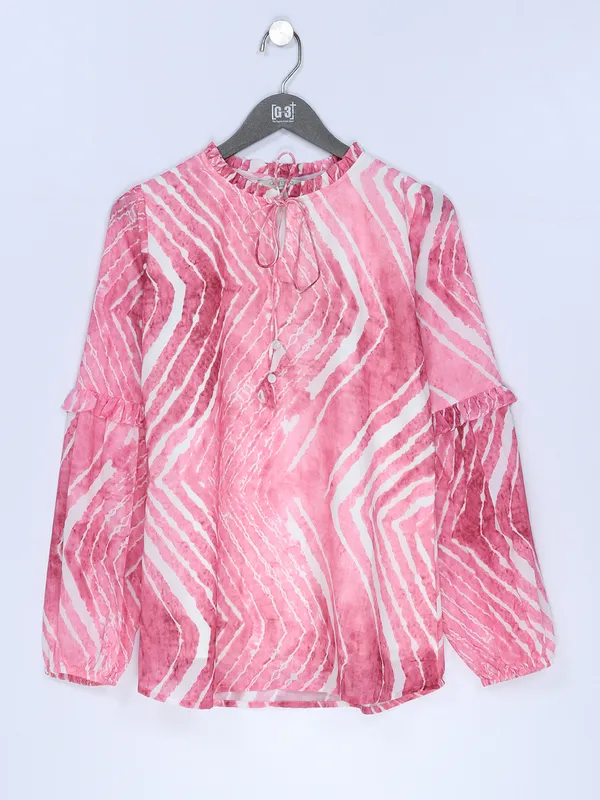 Pink georgette printed top