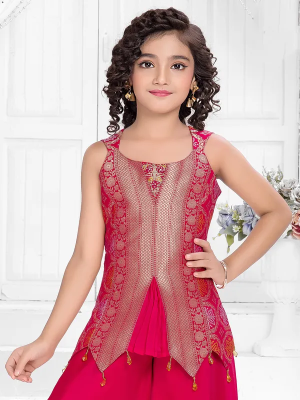 Pink georgette stone embellished palazzo salwar suit