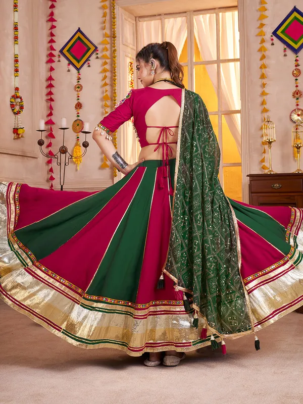Pink green gorgeous traditional navratri chaniya choli