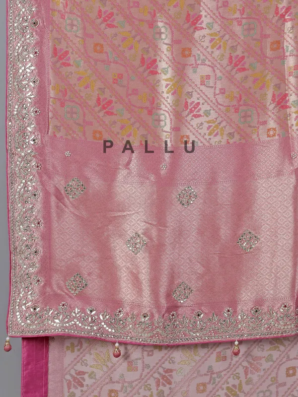 Pink kanjivaram silk wedding wear saree