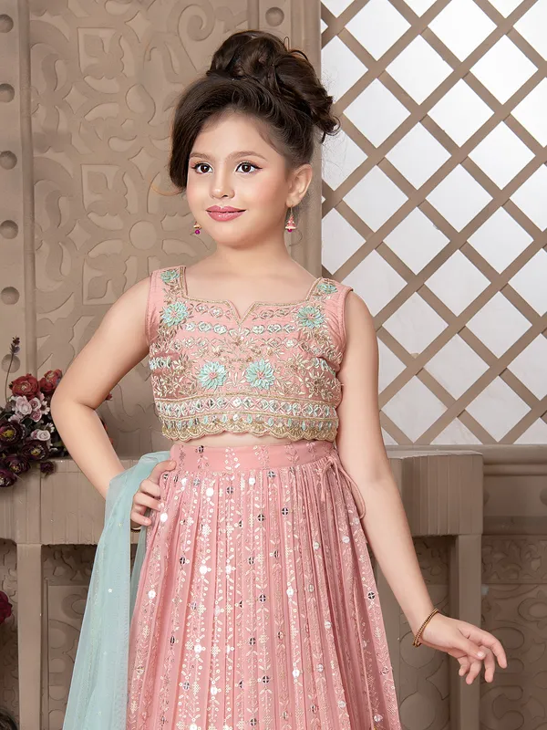 Pink lehenga choli with contrast dupatta
