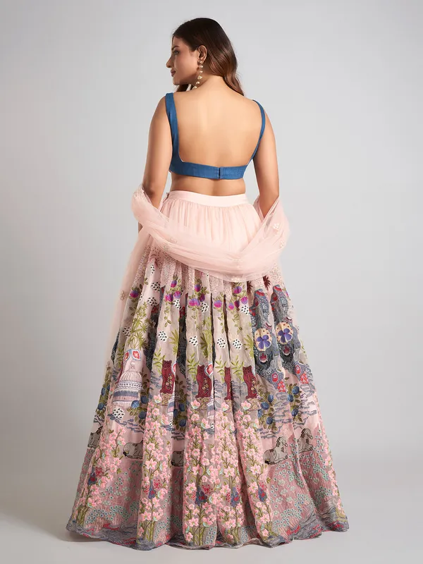 Pink net lehenga choli for wedding for women