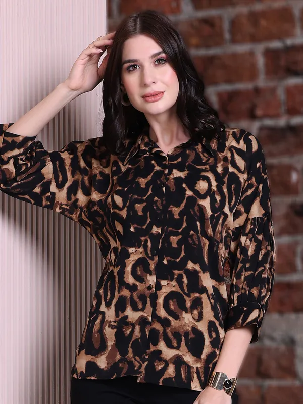 Pink Nine beown printed shirt