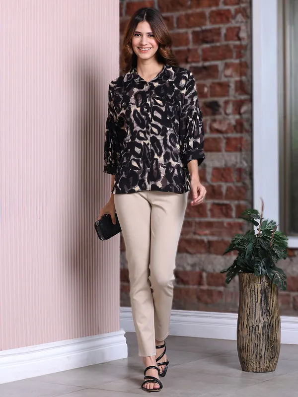 Pink Nine black printed shirt