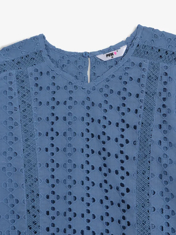 PINK NINE blue cotton top