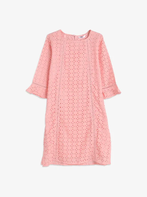 Pink Nine cotton pink chikankari tunic top