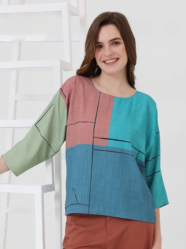PINK NINE multi color printed top