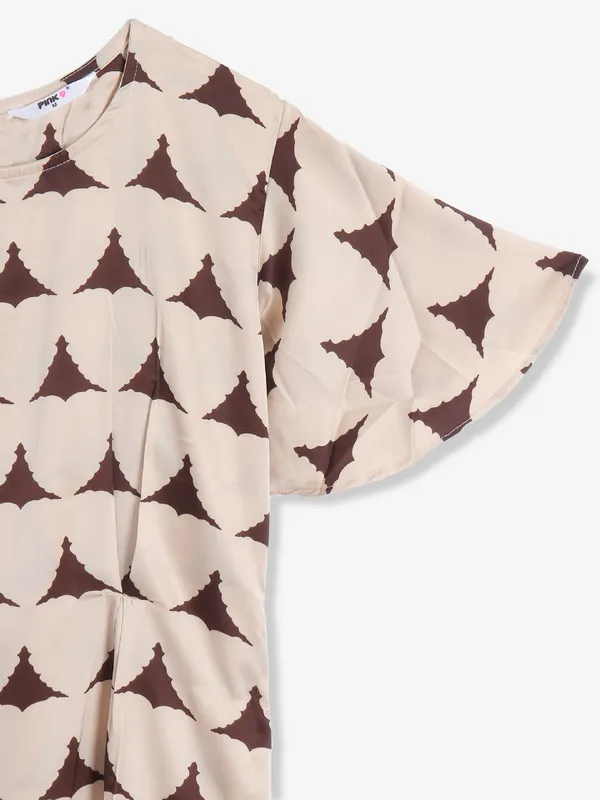 PINK NINE peach printed cotton top