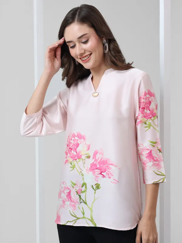 PINK NINE pink printed crepe top