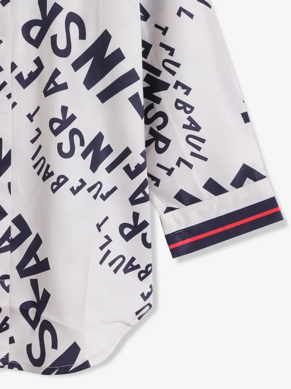 PINK NINE printed off white shirt