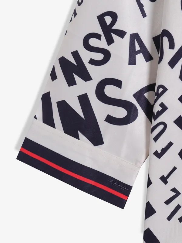 PINK NINE printed off white shirt