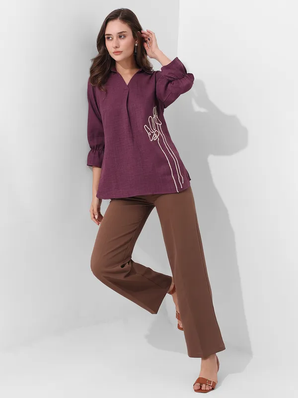 PINK NINE purple silk top