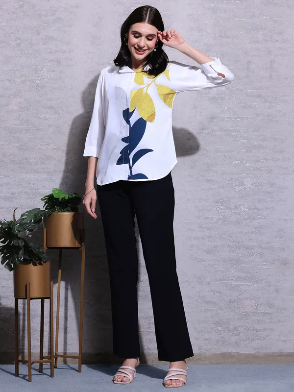 Pink Nine rayon cotton white shirt