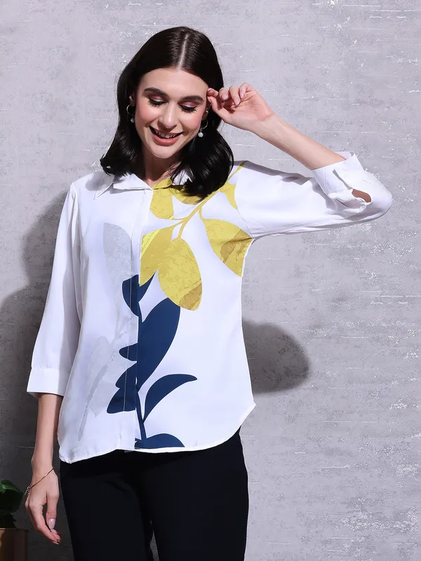 Pink Nine rayon cotton white shirt