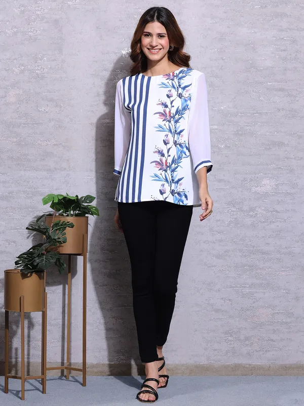 Pink Nine sky blue rayon cotton top