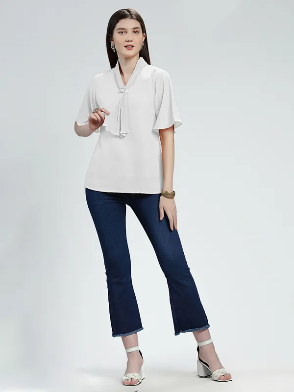 Pink Nine white georgette top