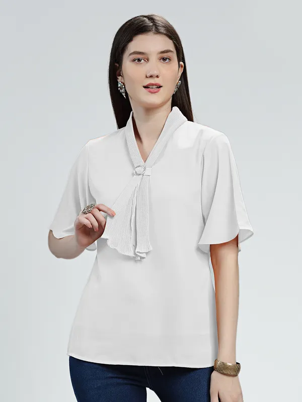 Pink Nine white georgette top
