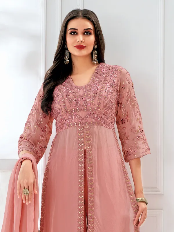 Pink organza palazzo set for festival