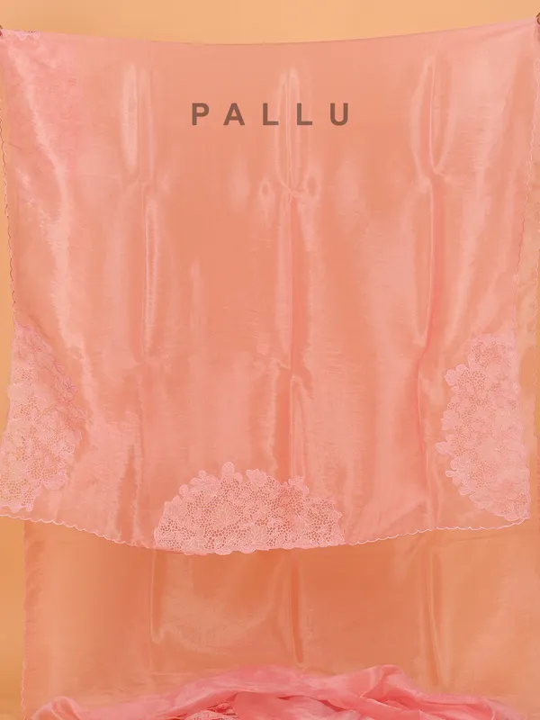 Pink organza saree for festive wear