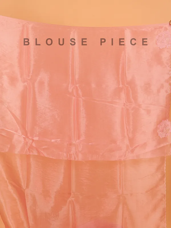 Pink organza saree for festive wear