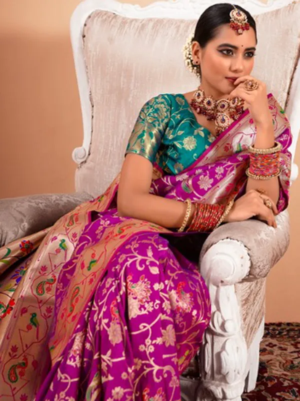 Pink paithani silk saree for festival