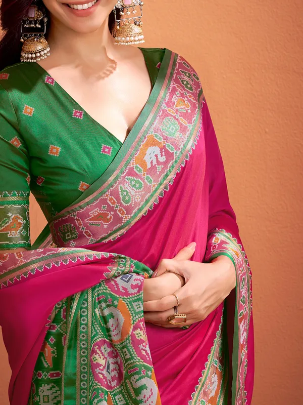Pink patola silk saree for joyful occasions