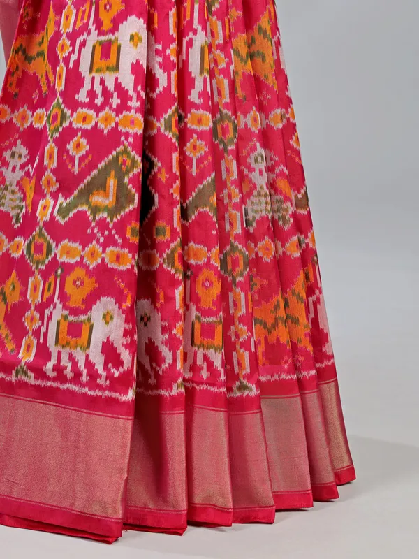 Pink patola silk saree for wedding special