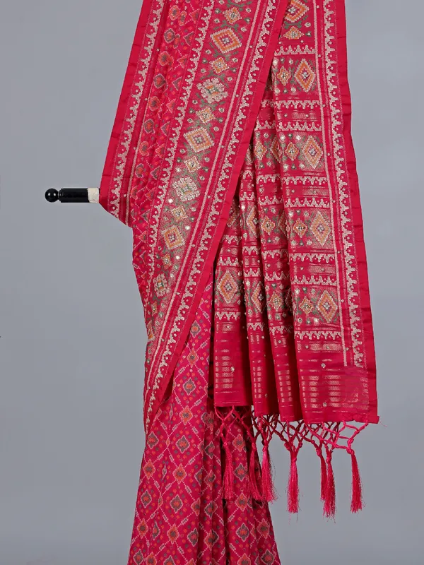 Pink patola silk saree zardosi accents for wedding