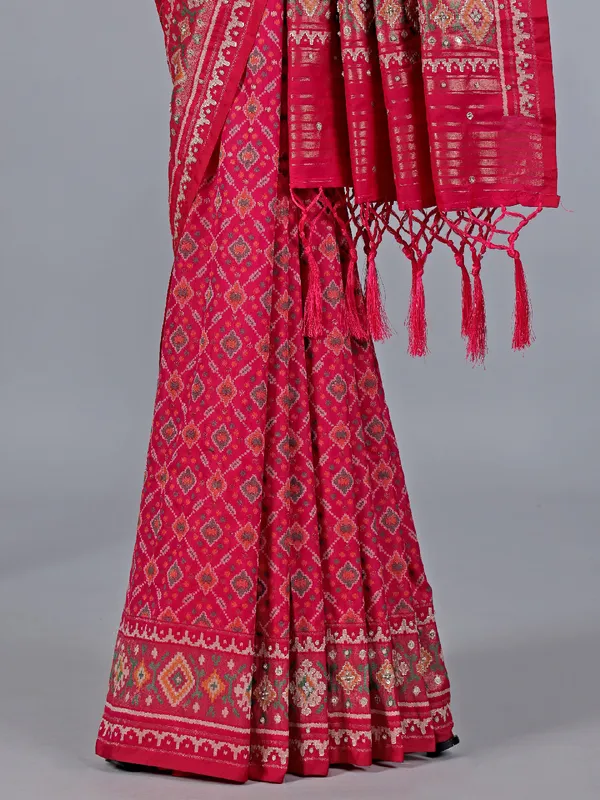 Pink patola silk saree zardosi accents for wedding