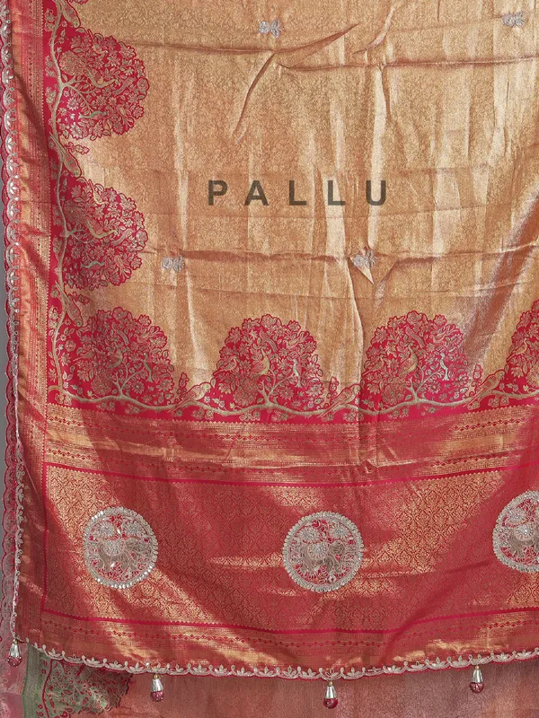 Pink printed cotton silk saree for bridal moments