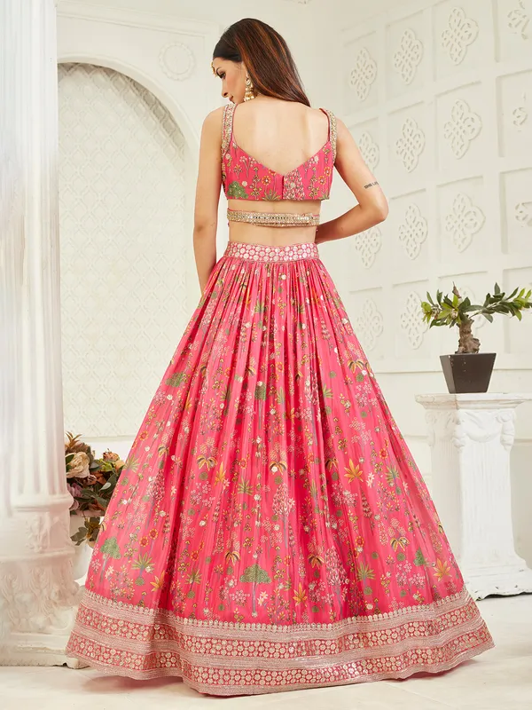 Pink printed lehenga choli for weddings