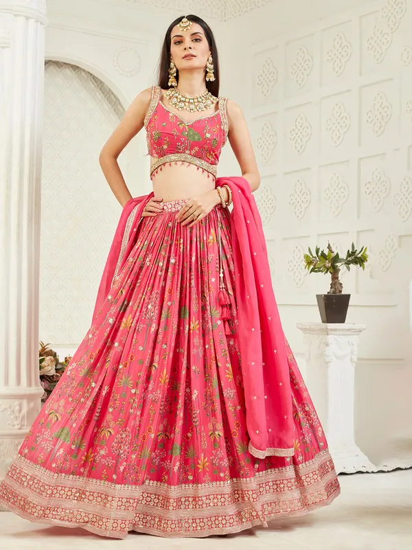 Pink printed lehenga choli for weddings