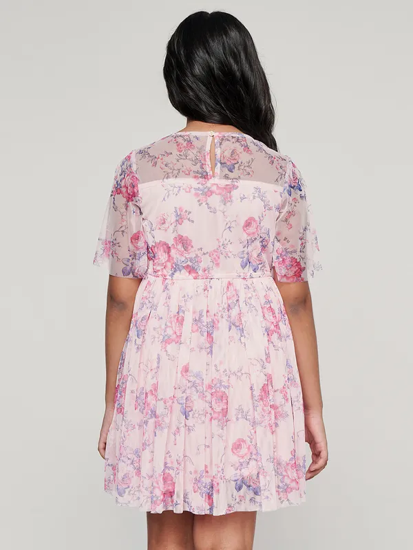 And pink printed net frock