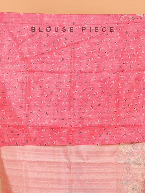 Pink printed saree in semi silk for women