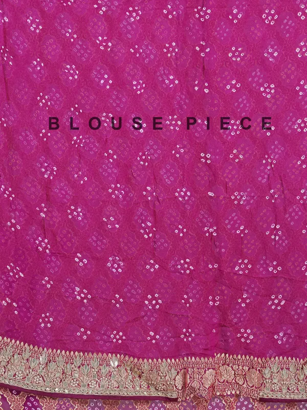 Pink printed saree with gota zari work