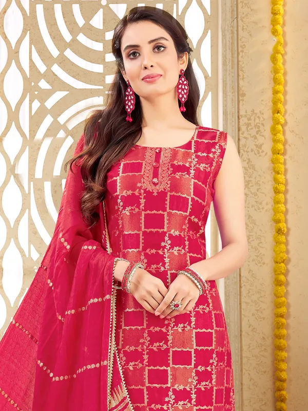 Pink salwar suit with zari work
