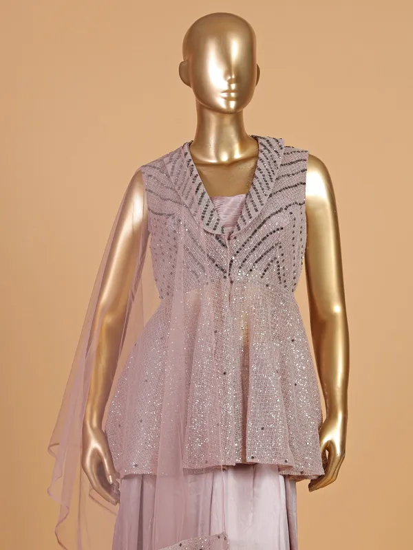 Pink satin palazzo salwar suit