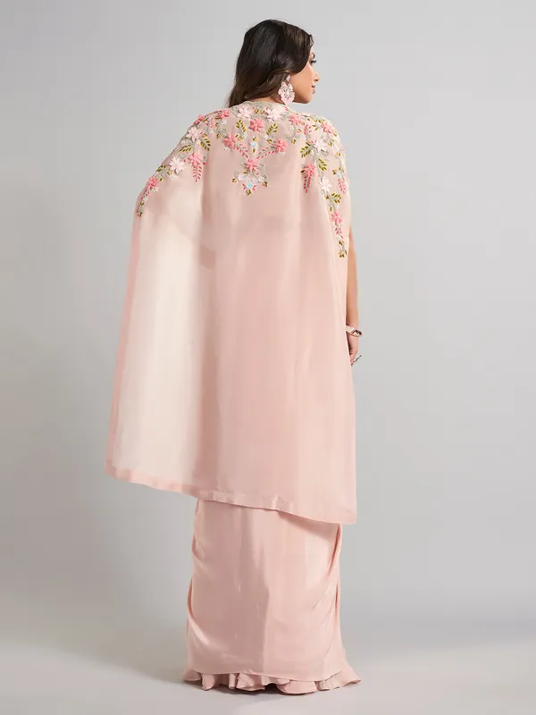 Pink satin silk jacket style indo western suit