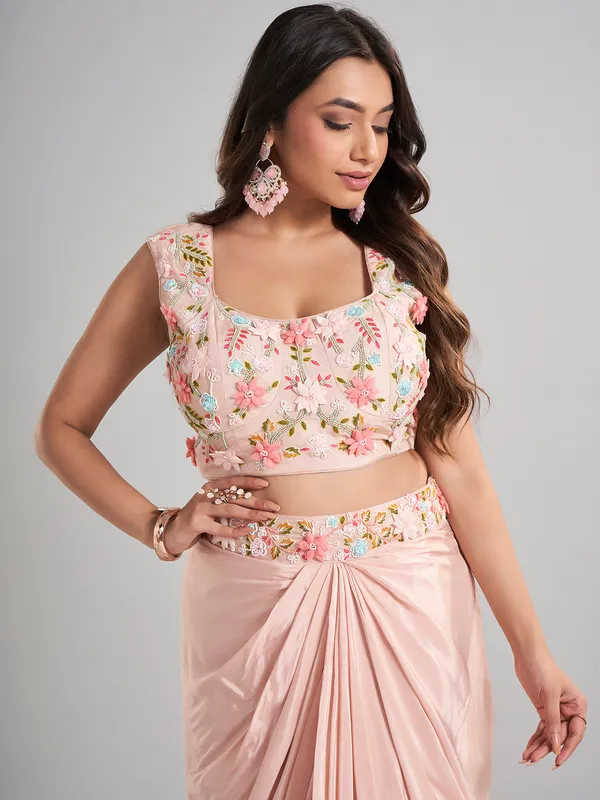 Pink satin silk jacket style indo western suit
