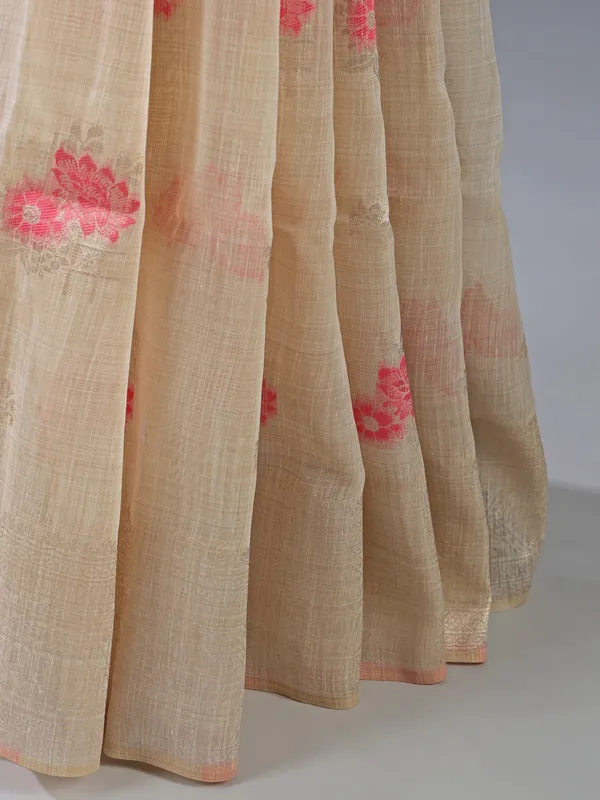 Pink semi cotton elegant silk saree for women