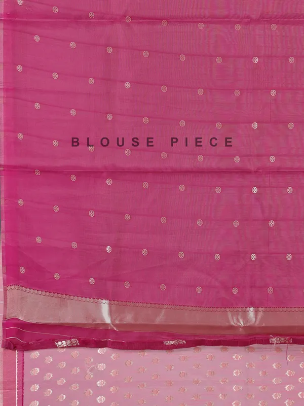 Pink semi cotton silk saree for special ocassions