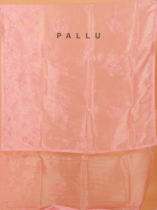 Pink semi organza saree for women