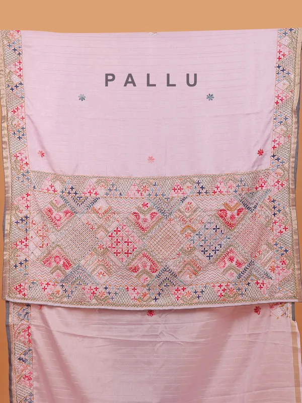 Pink semi silk saree for festival wear