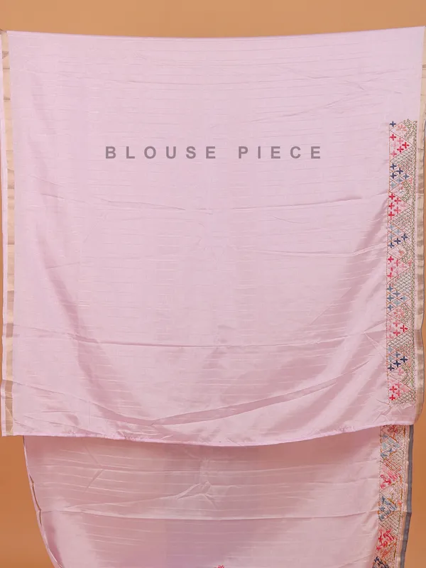 Pink semi silk saree for festival wear