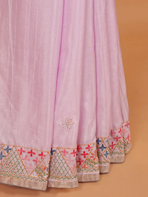 Pink semi silk saree for festival wear