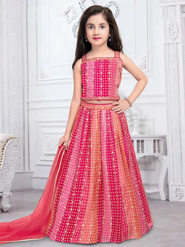 Pink shaded printed lehenga choli for wedding