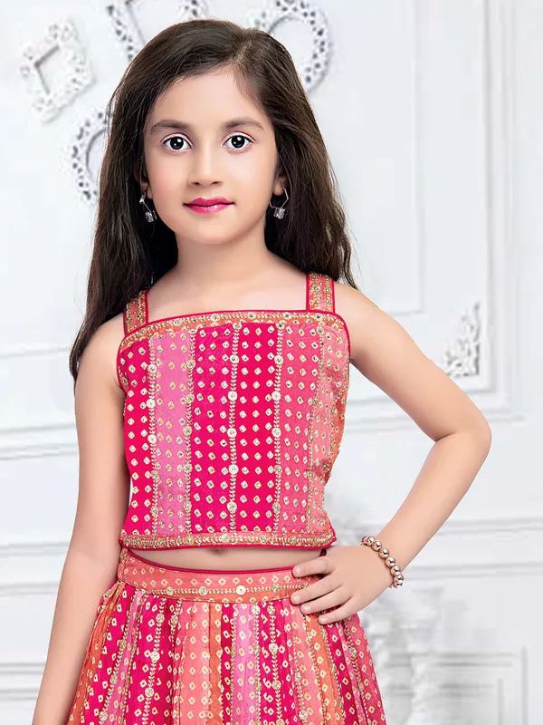 Pink shaded printed lehenga choli for wedding